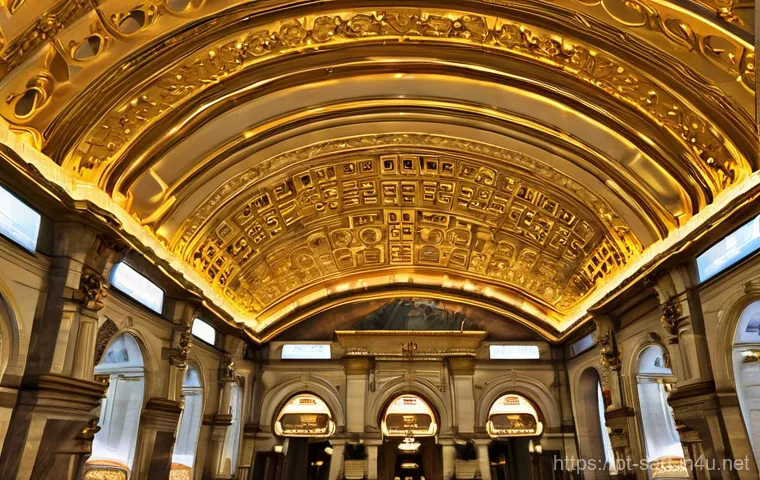 지하철 아트 스토리 - **"The Subterranean Art Cavern of Stockholm"**
    A wide-angle, panoramic view inside a fantastical...