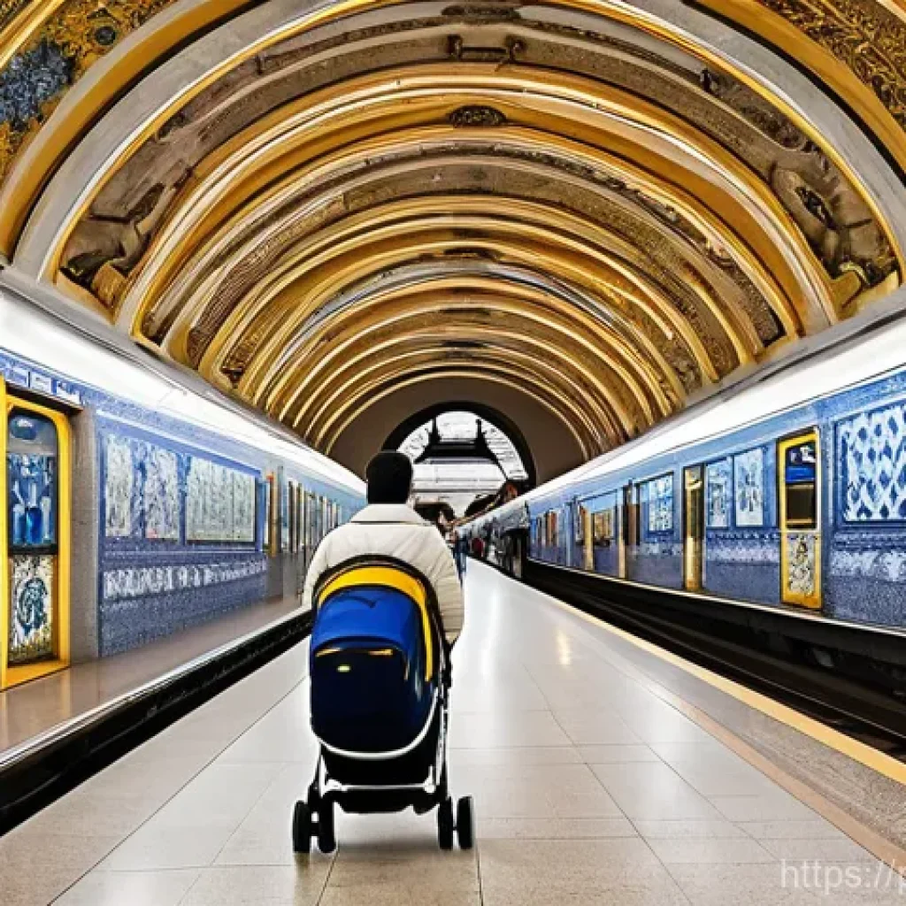 지하철 아트 갤러리 투어 - **Prompt:** A bustling interior of a Lisbon Metro station platform, showcasing a magnificent, expans...