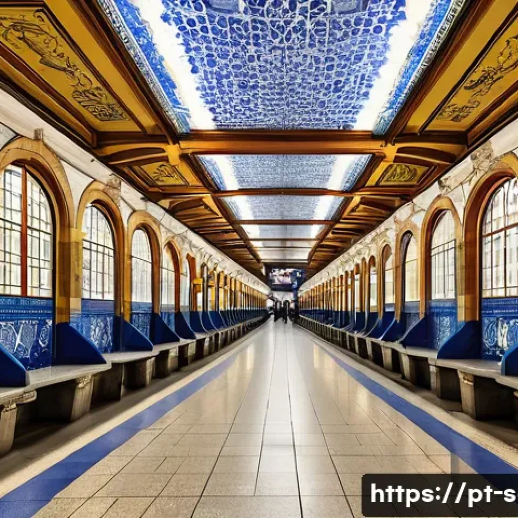 지하철 아트와 유행 - **A Vibrant Lisbon Metro Station Adorned with Azulejos**
    "An intricate and vibrant interior view...