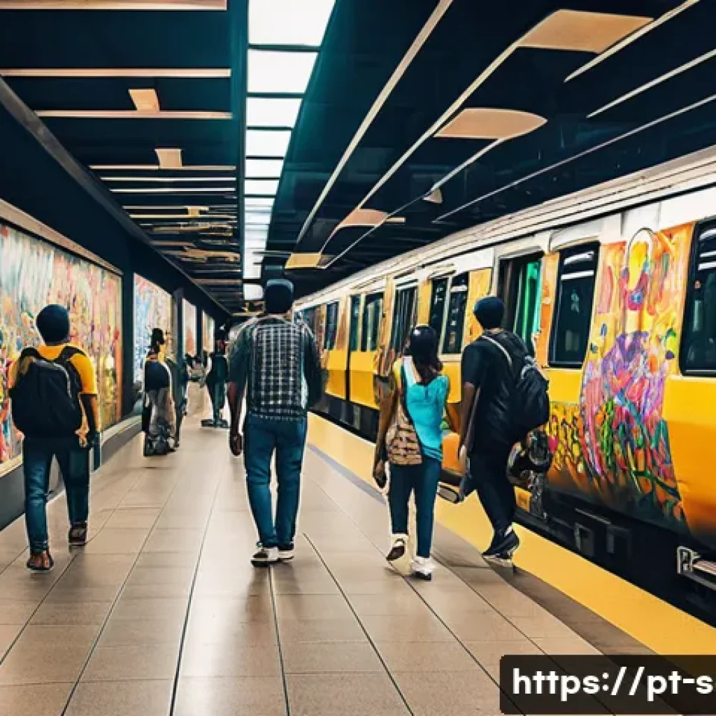지하철 아트와 여행 - A vibrant metro station interior in São Paulo, showcasing colorful graffiti murals by the Os Gêmeos ...